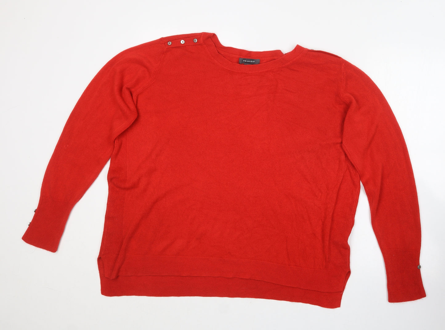 Primark Womens Red Round Neck  Acrylic Pullover Jumper Size 2XL