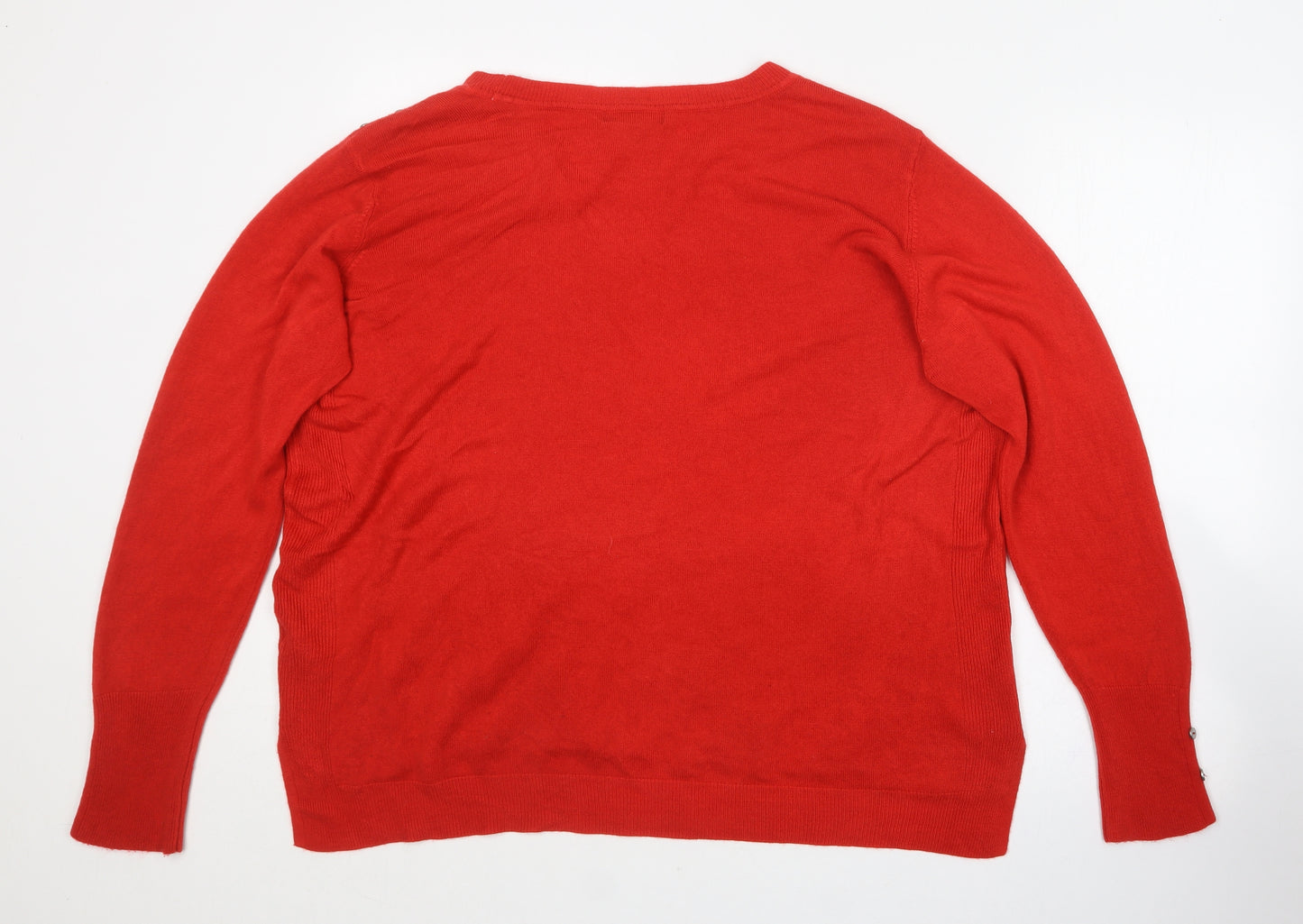 Primark Womens Red Round Neck  Acrylic Pullover Jumper Size 2XL