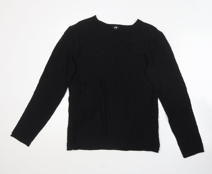 H&M Womens Black Round Neck  Cotton Pullover Jumper Size S