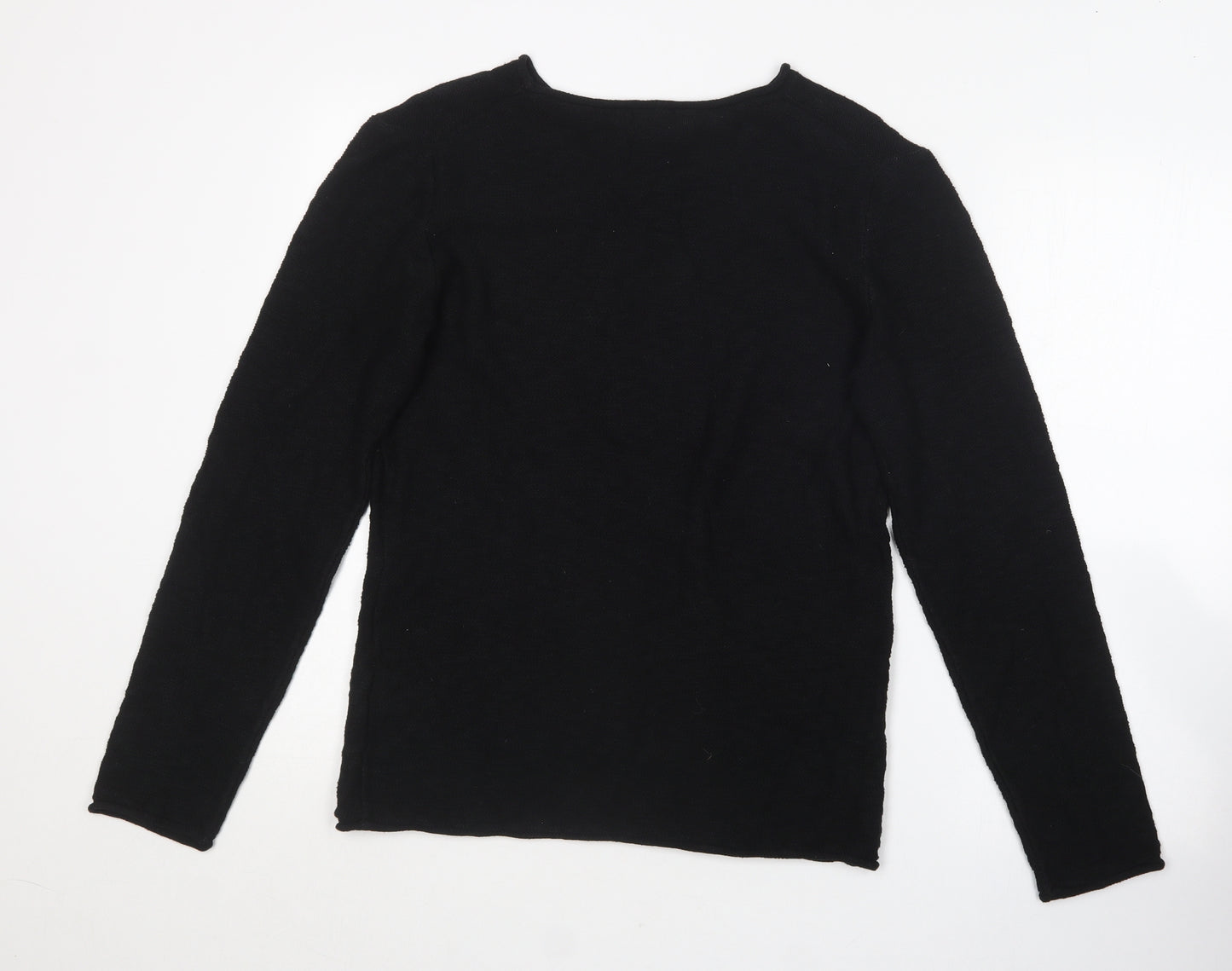 H&M Womens Black Round Neck  Cotton Pullover Jumper Size S