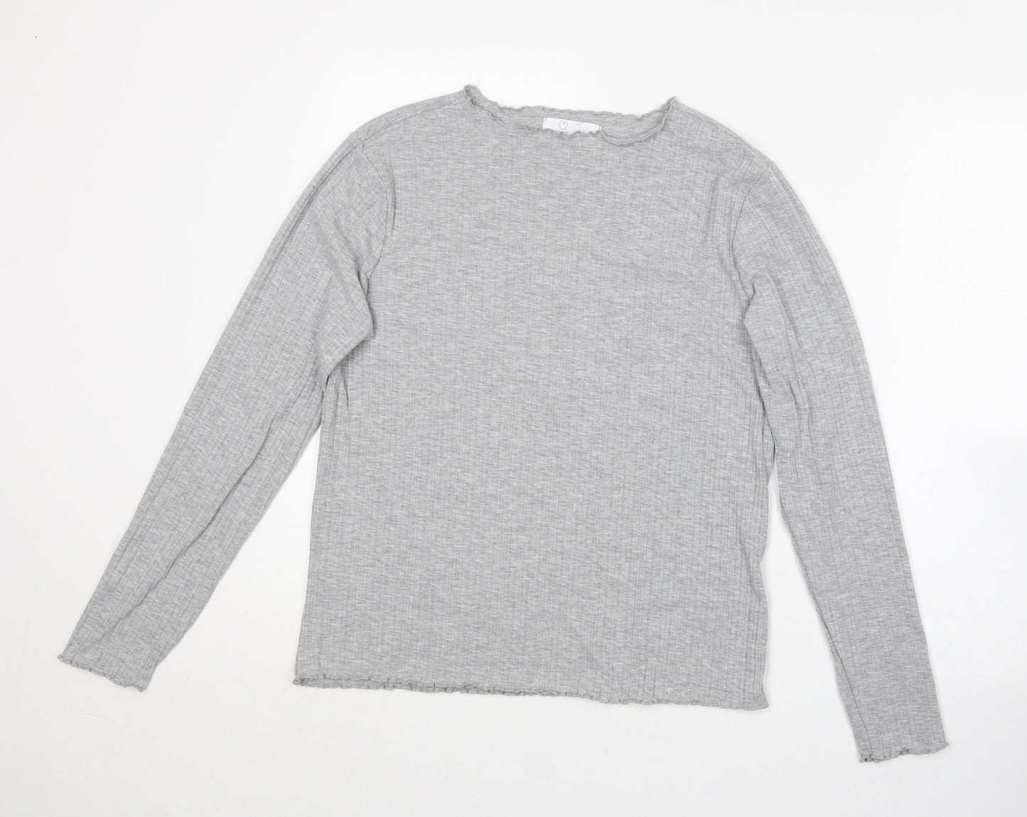 Primark Womens Grey  Polyester Basic T-Shirt Size L Round Neck