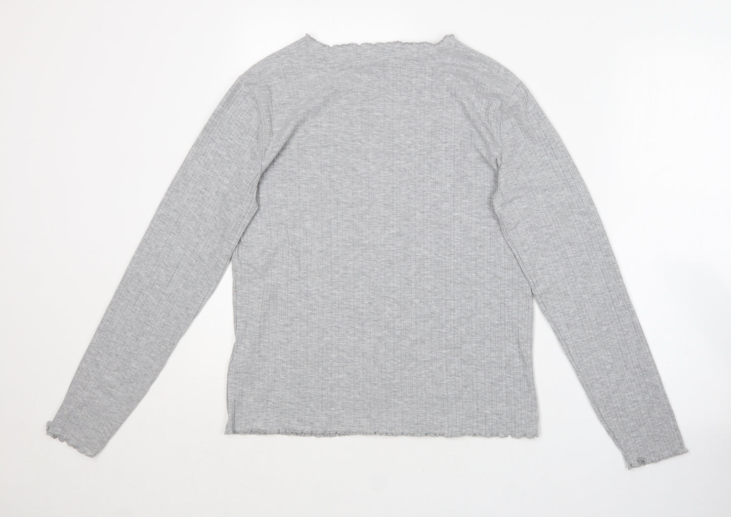 Primark Womens Grey  Polyester Basic T-Shirt Size L Round Neck