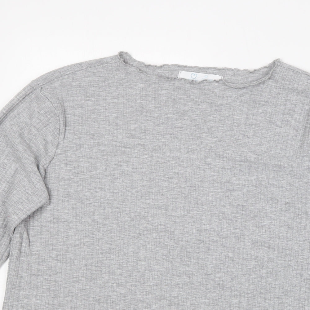 Primark Womens Grey  Polyester Basic T-Shirt Size L Round Neck