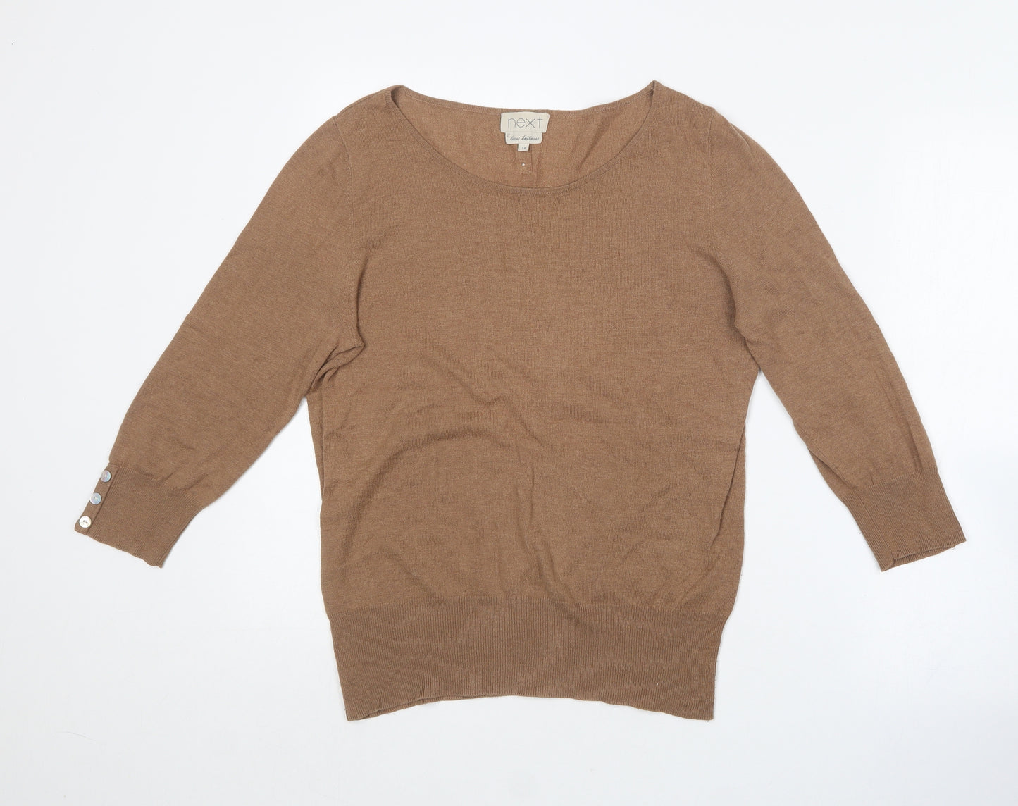 NEXT Womens Brown Boat Neck  Acrylic Pullover Jumper Size 14