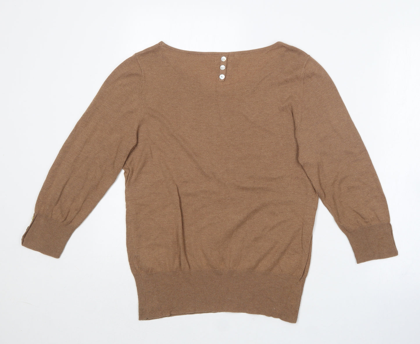NEXT Womens Brown Boat Neck  Acrylic Pullover Jumper Size 14