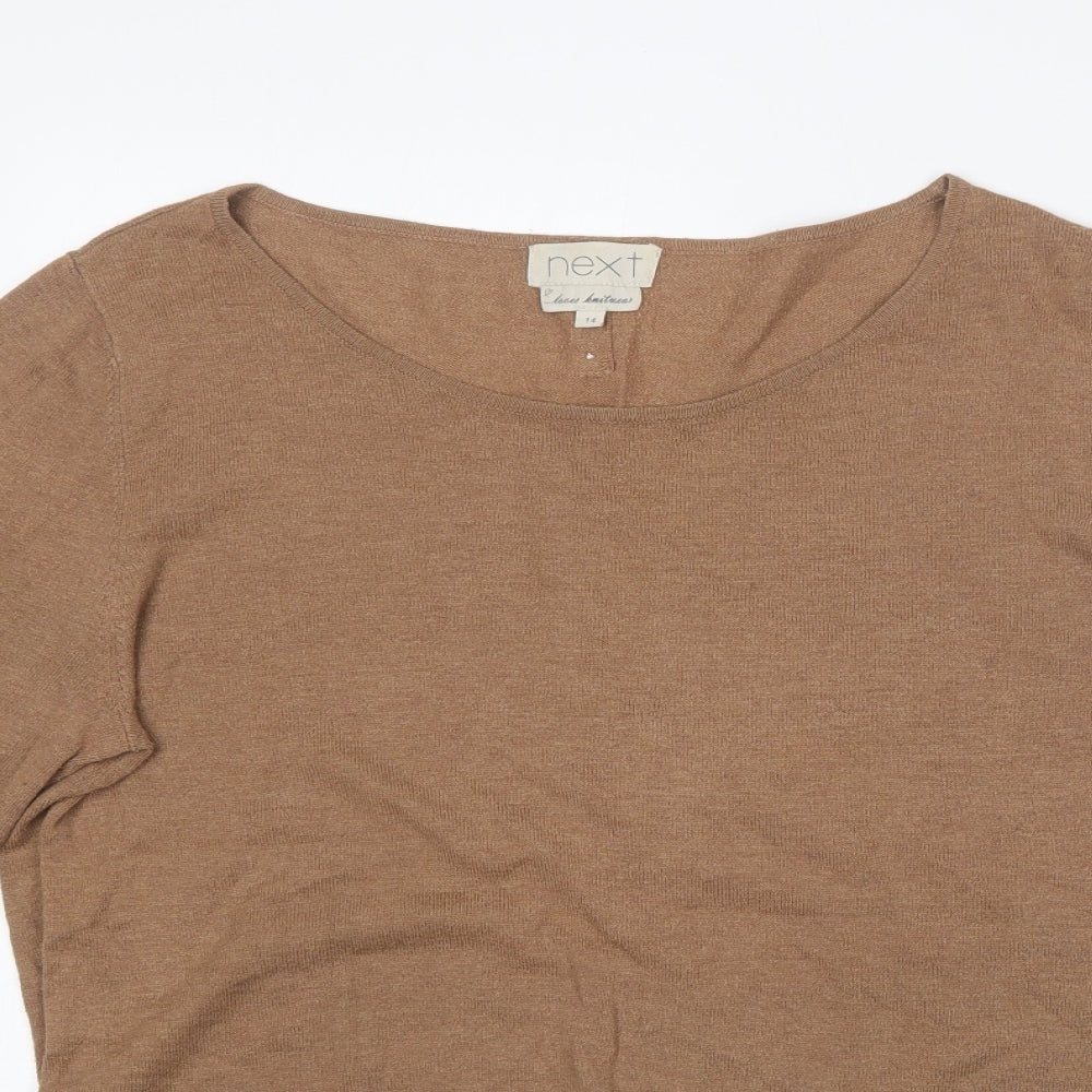 NEXT Womens Brown Boat Neck  Acrylic Pullover Jumper Size 14