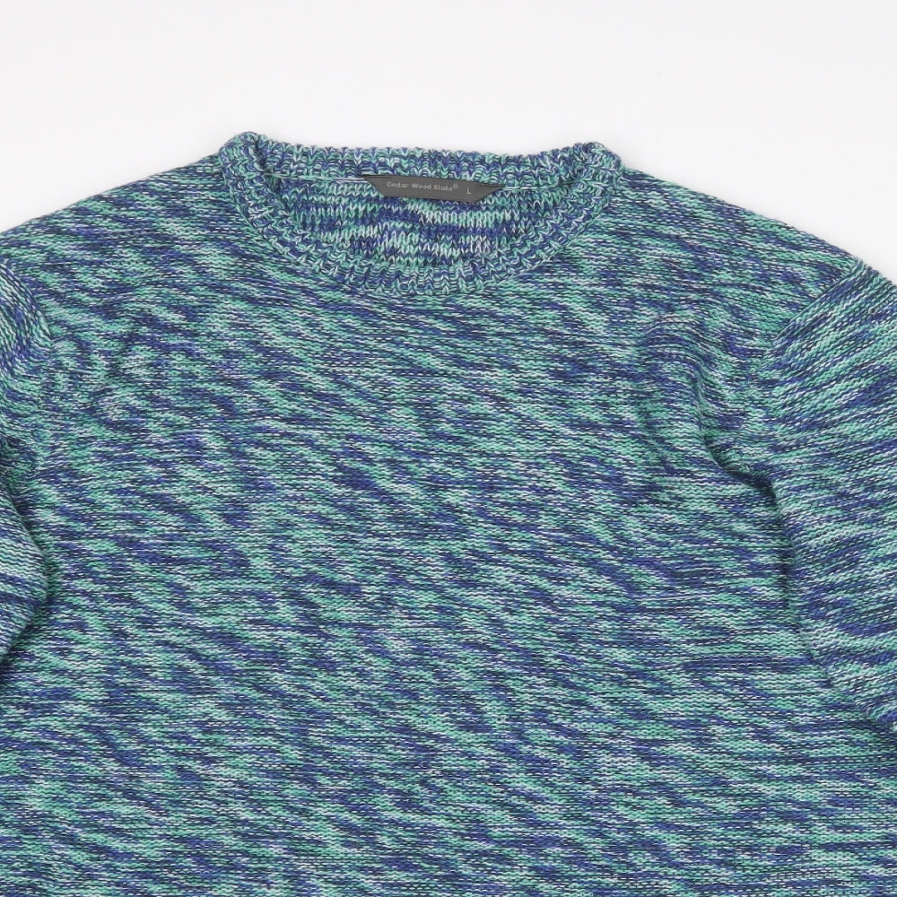 Cedar Wood State Womens Blue Round Neck  Acrylic Pullover Jumper Size L