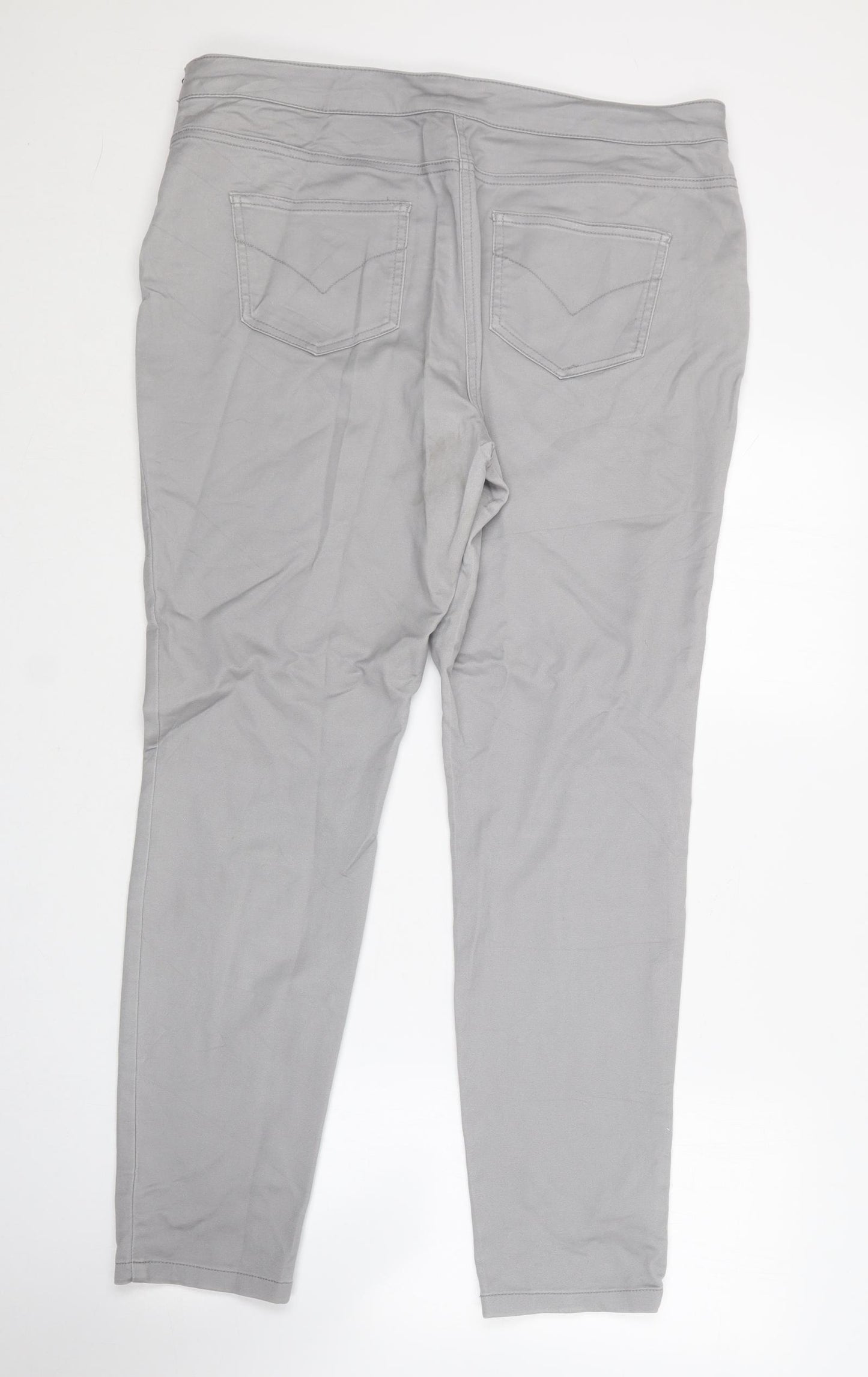 Wallis Womens Grey  Cotton Chino Trousers Size 16 L29 in Regular