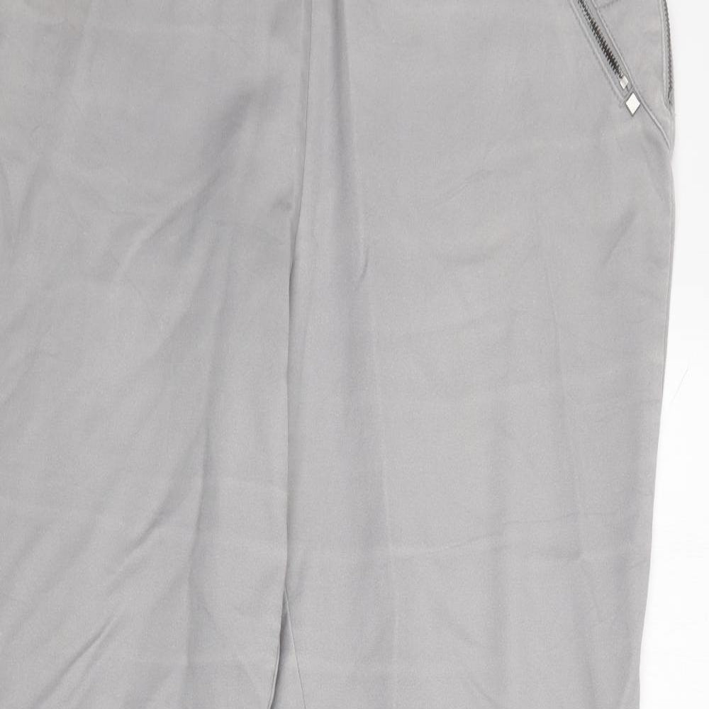 Wallis Womens Grey  Cotton Chino Trousers Size 16 L29 in Regular