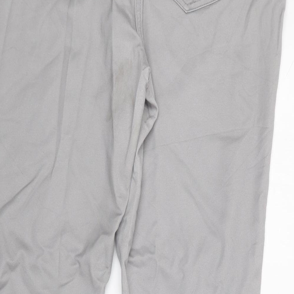 Wallis Womens Grey  Cotton Chino Trousers Size 16 L29 in Regular