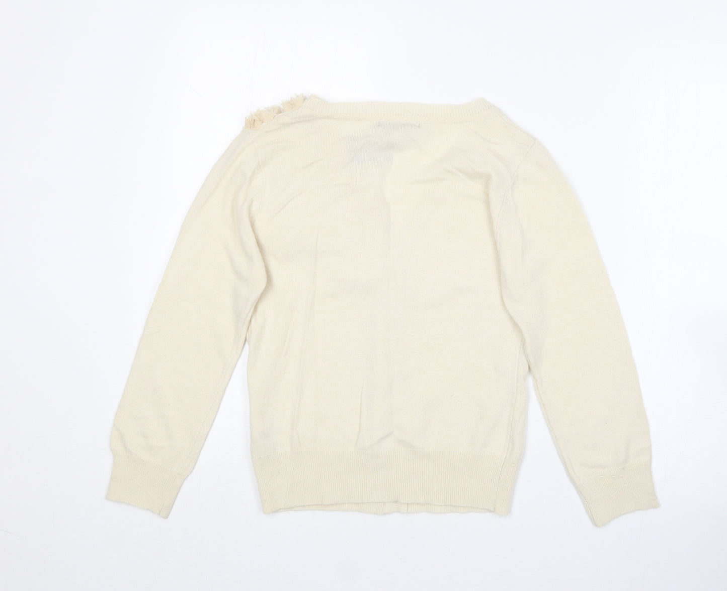 Dunnes Stores Womens Beige V-Neck  Nylon Cardigan Jumper Size 8
