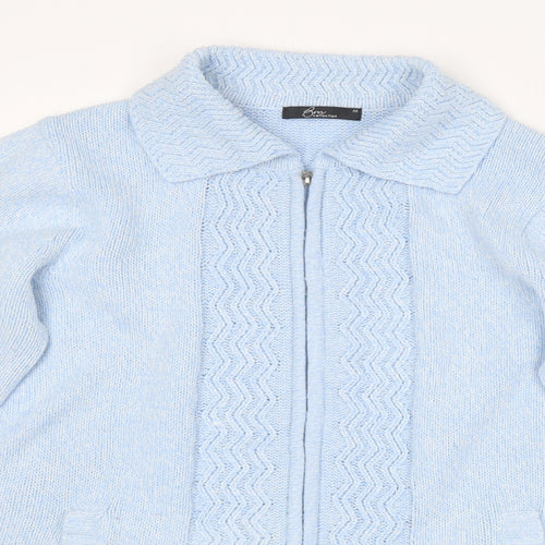 BM collection Womens Blue Collared  Polyester Full Zip Jumper Size M