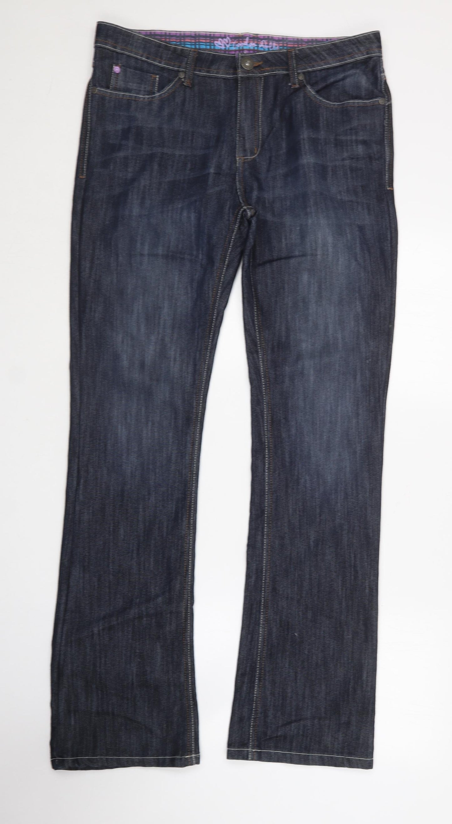 Voodoo dolls Womens Blue  Cotton Bootcut Jeans Size 14 L32 in Regular
