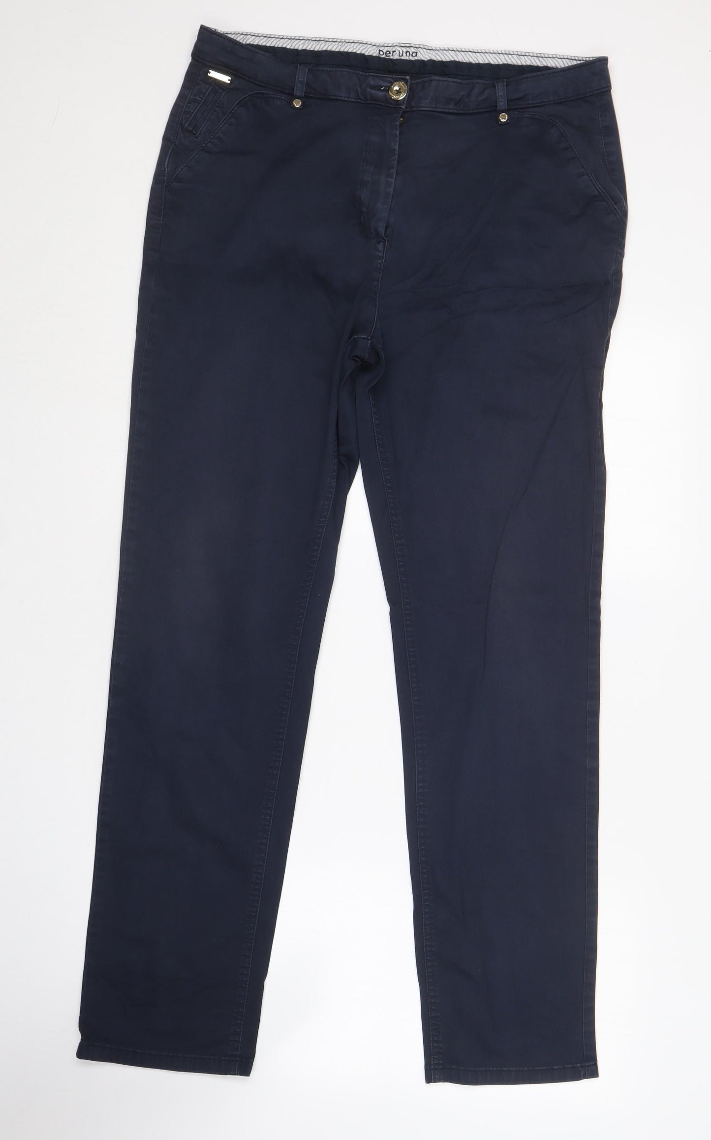 Per Una Womens Blue  Cotton Straight Jeans Size 16 L29 in Regular