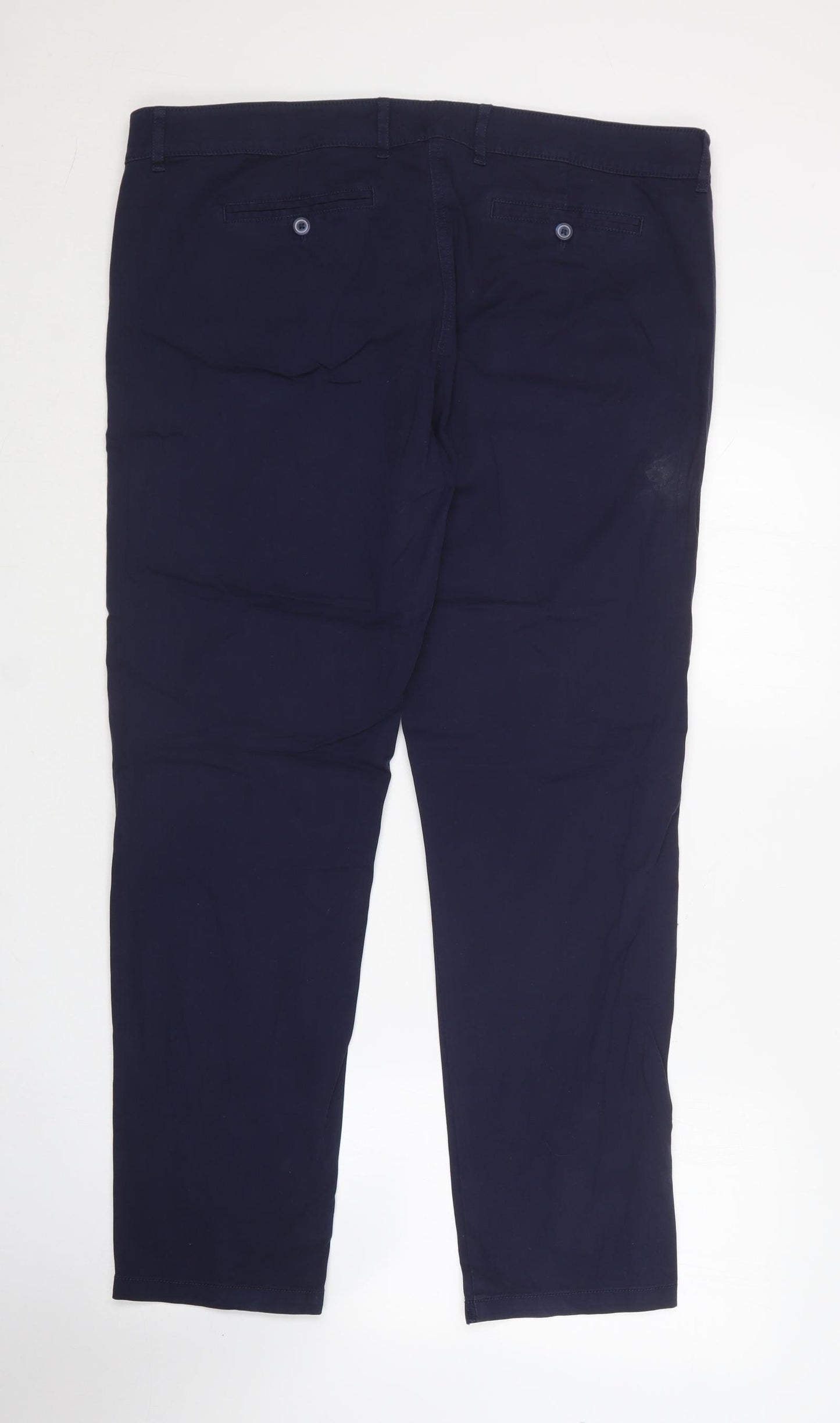 Marks and Spencer Womens Blue  Cotton Carrot Trousers Size 16 L28 in Regular