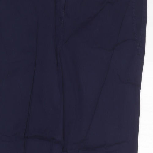 Marks and Spencer Womens Blue  Cotton Carrot Trousers Size 16 L28 in Regular