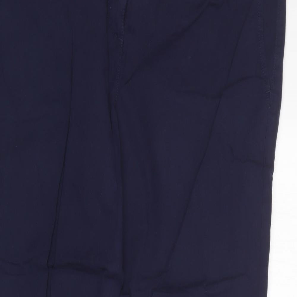 Marks and Spencer Womens Blue  Cotton Carrot Trousers Size 16 L28 in Regular
