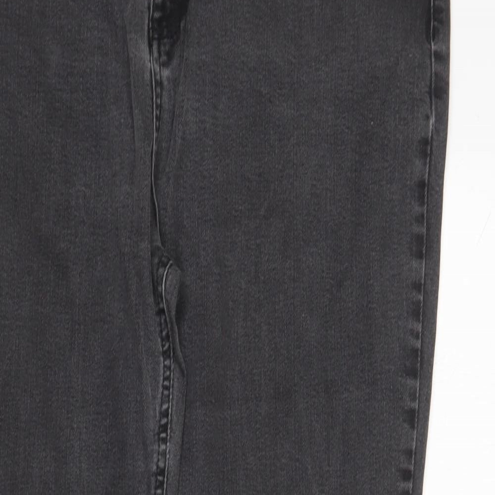 Per Una Womens Grey  Cotton Straight Jeans Size 18 L28 in Regular
