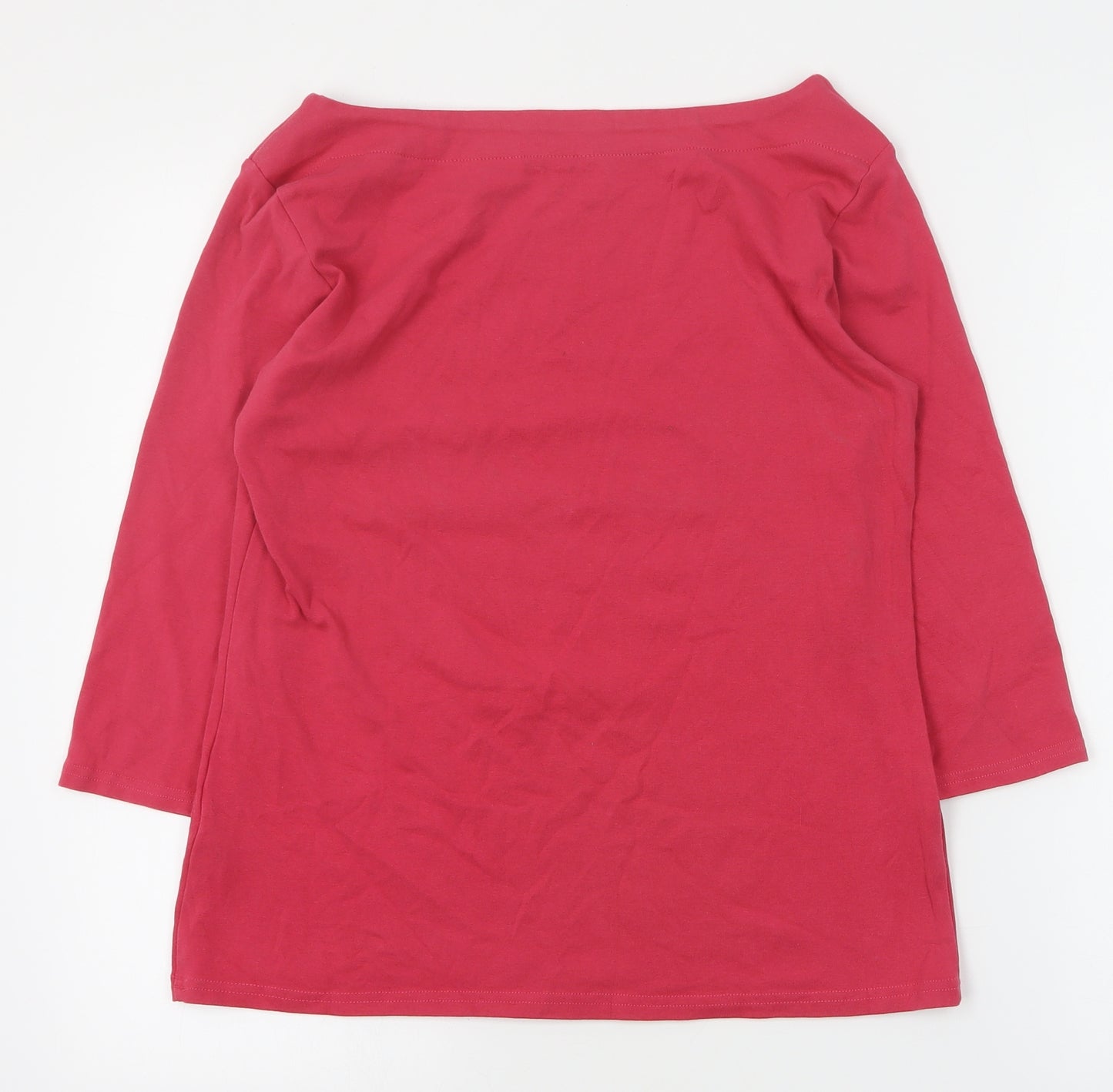 Nutmeg Womens Pink  Cotton Basic T-Shirt Size 16 Boat Neck