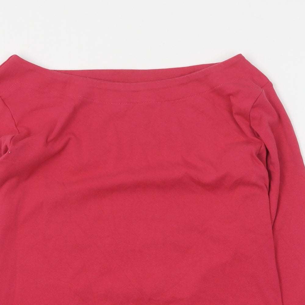 Nutmeg Womens Pink  Cotton Basic T-Shirt Size 16 Boat Neck