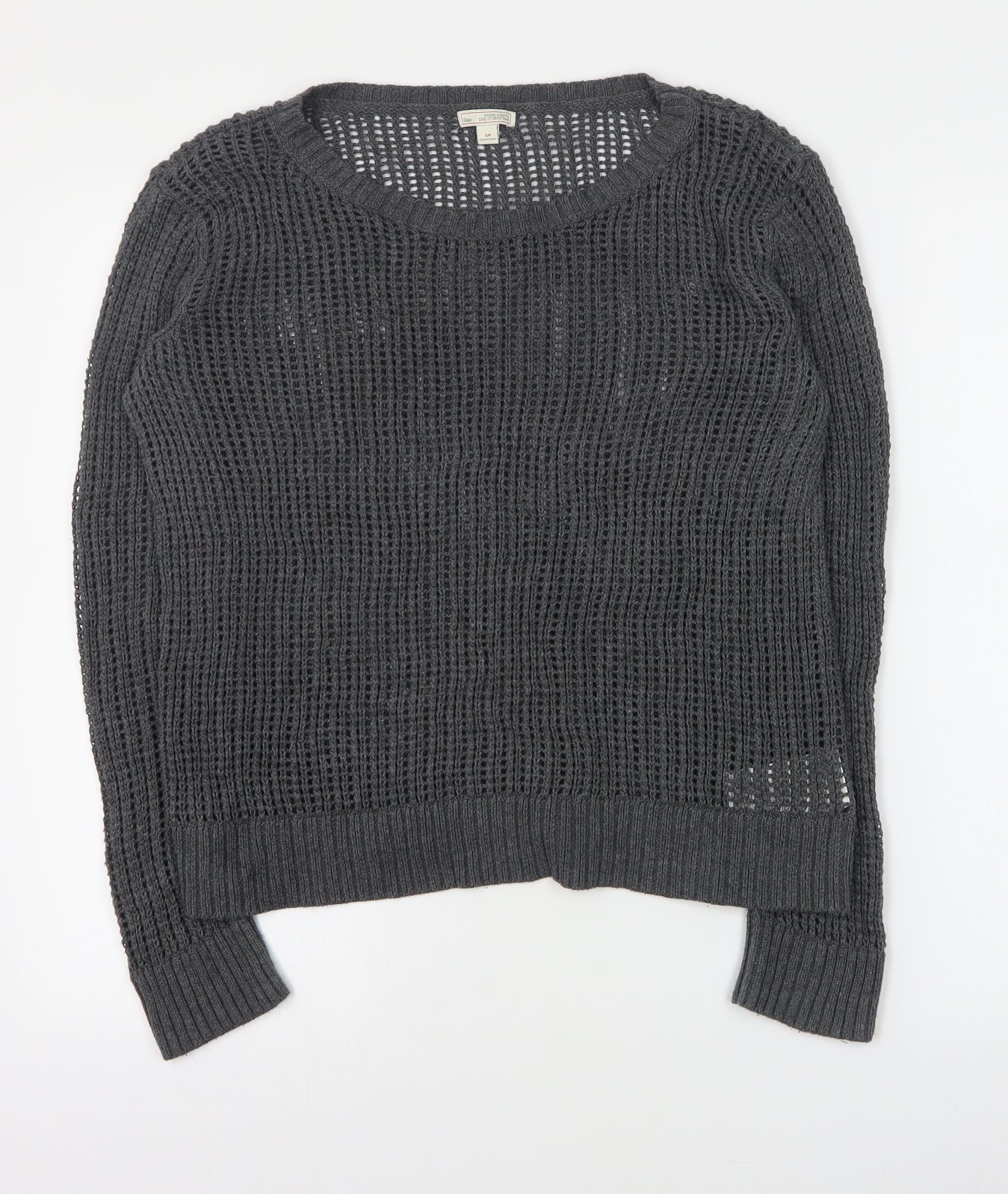 Gap Womens Grey Round Neck  Cotton Pullover Jumper Size S