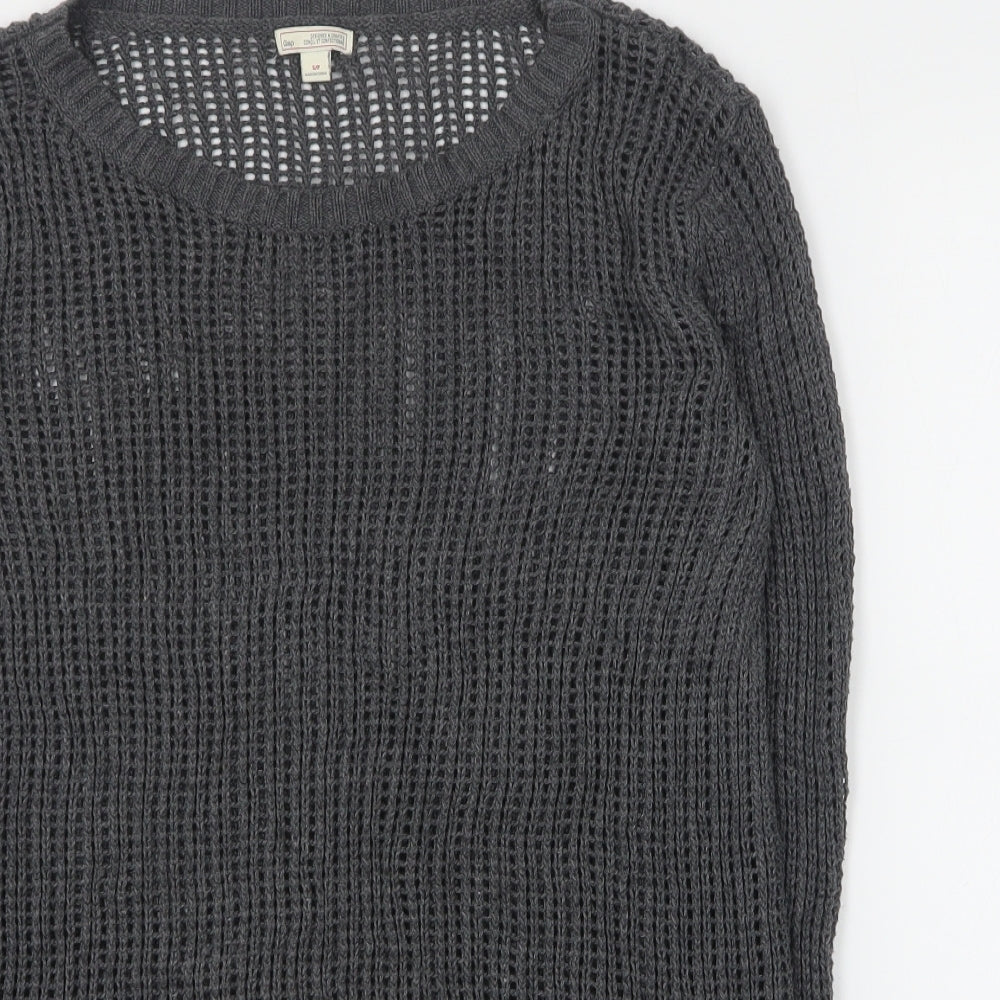 Gap Womens Grey Round Neck  Cotton Pullover Jumper Size S