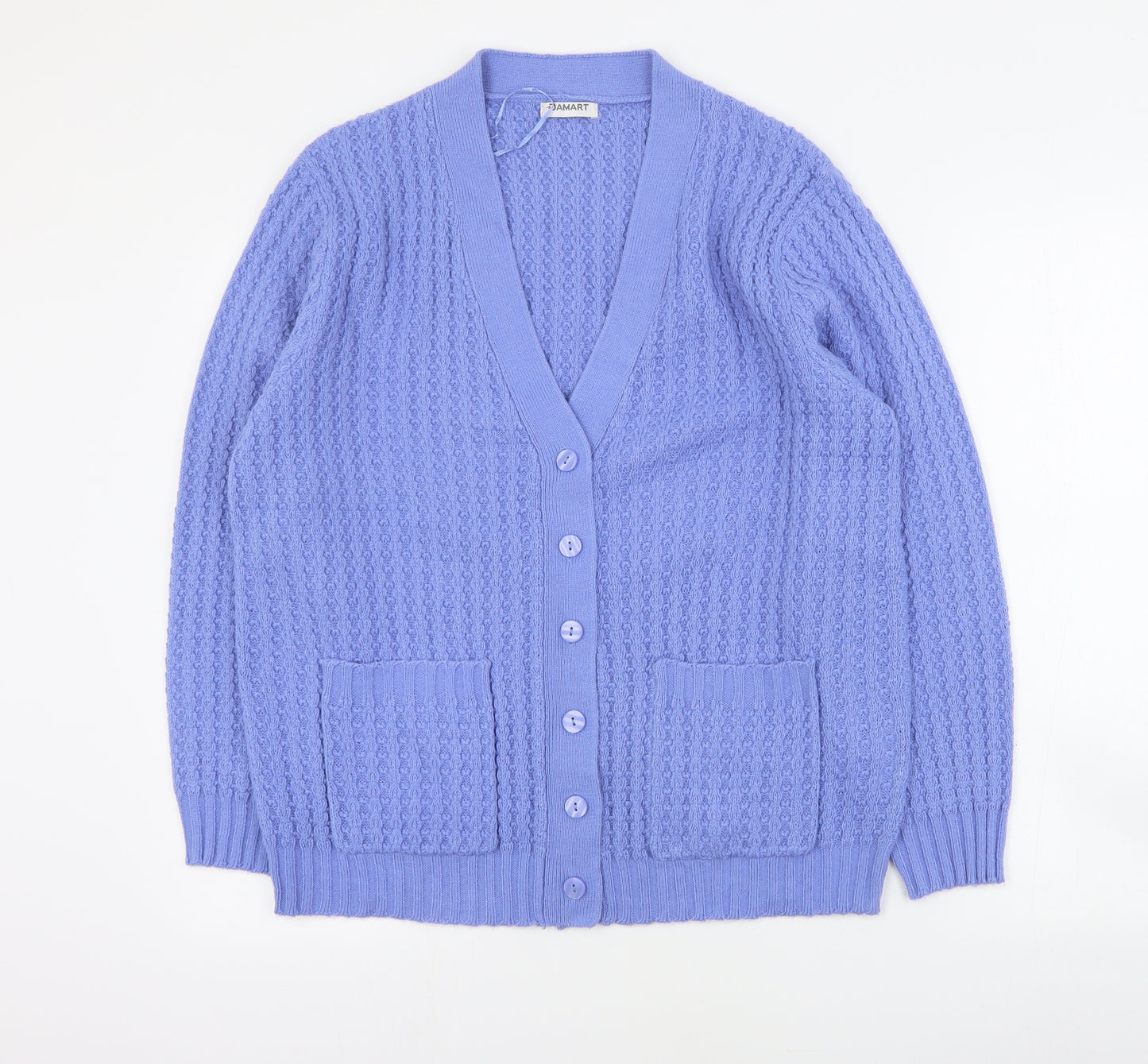 Damart Womens Blue V-Neck  Acrylic Cardigan Jumper Size 18