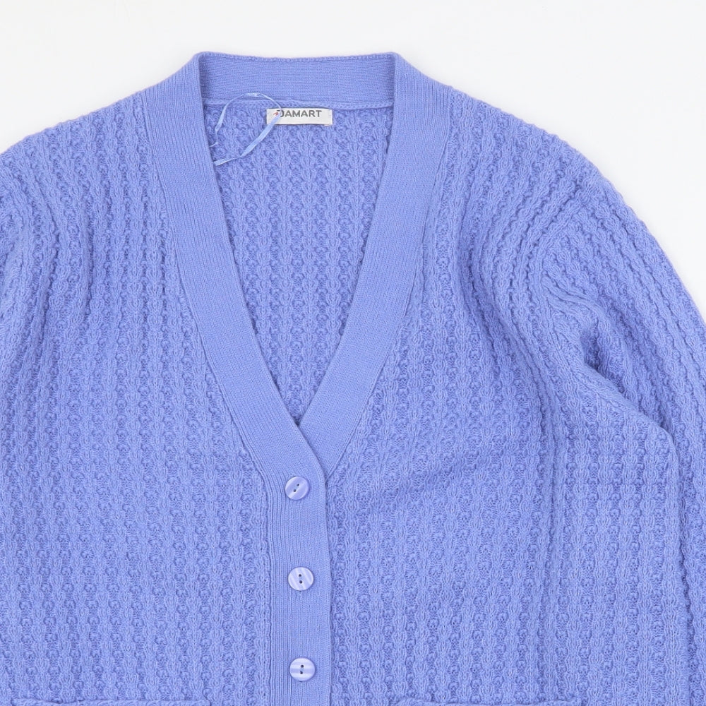 Damart Womens Blue V-Neck  Acrylic Cardigan Jumper Size 18