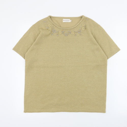 Bonmarche Womens Gold Round Neck  Acrylic Pullover Jumper Size M