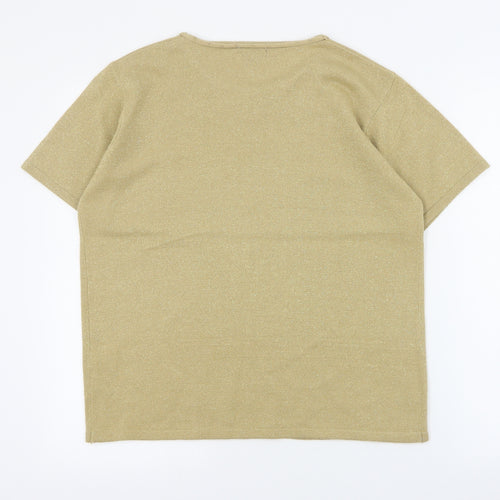 Bonmarche Womens Gold Round Neck  Acrylic Pullover Jumper Size M