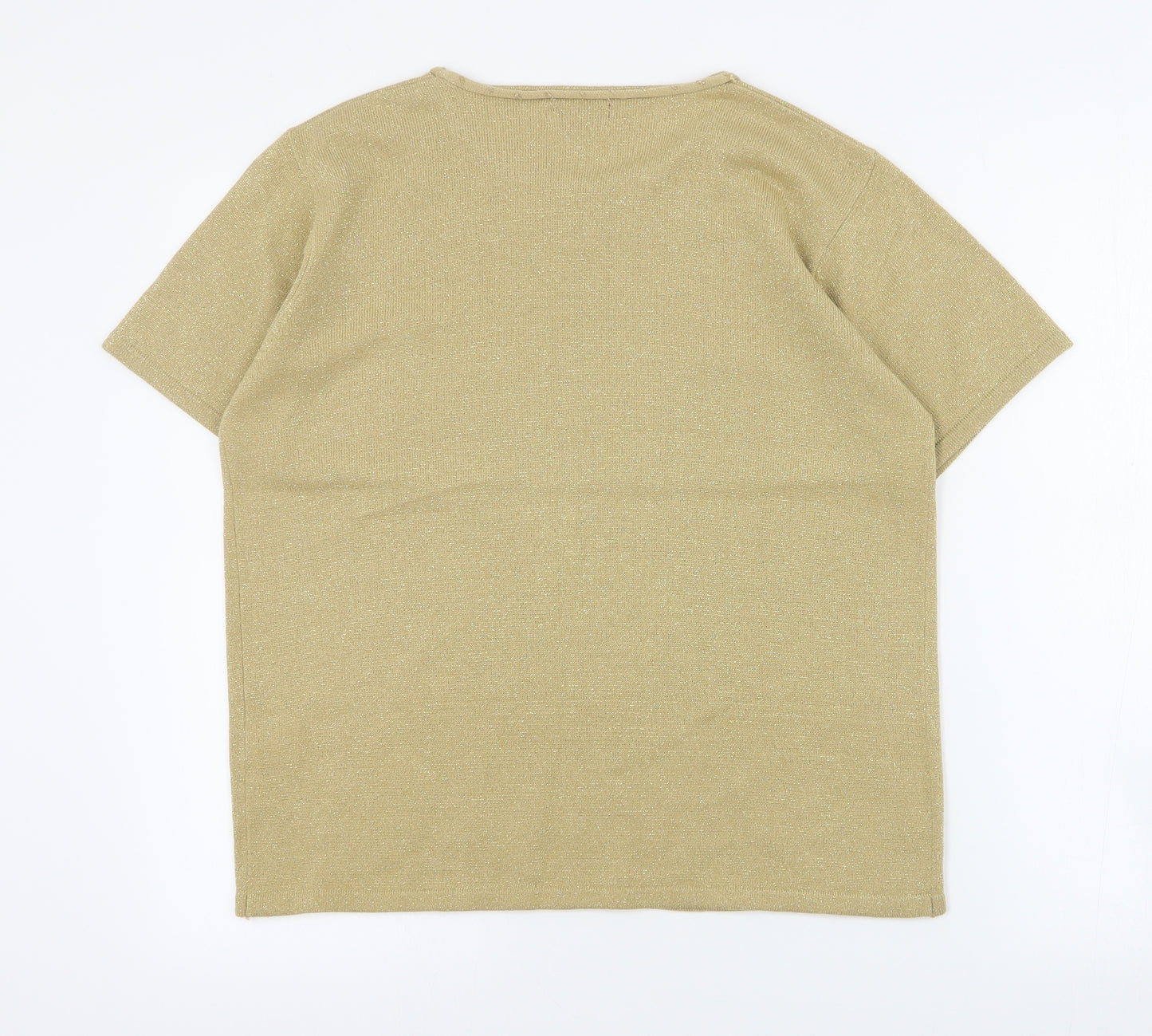 Bonmarche Womens Gold Round Neck  Acrylic Pullover Jumper Size M