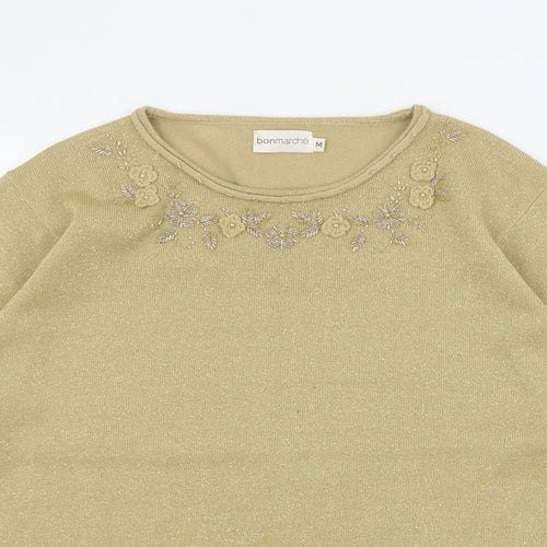 Bonmarche Womens Gold Round Neck  Acrylic Pullover Jumper Size M