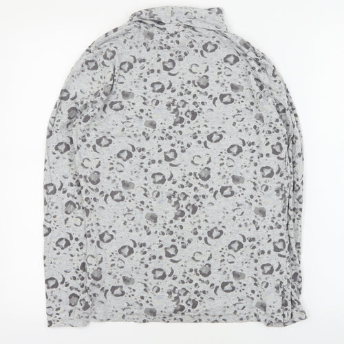 TU Womens Grey Animal Print Cotton Basic T-Shirt Size 14 Roll Neck