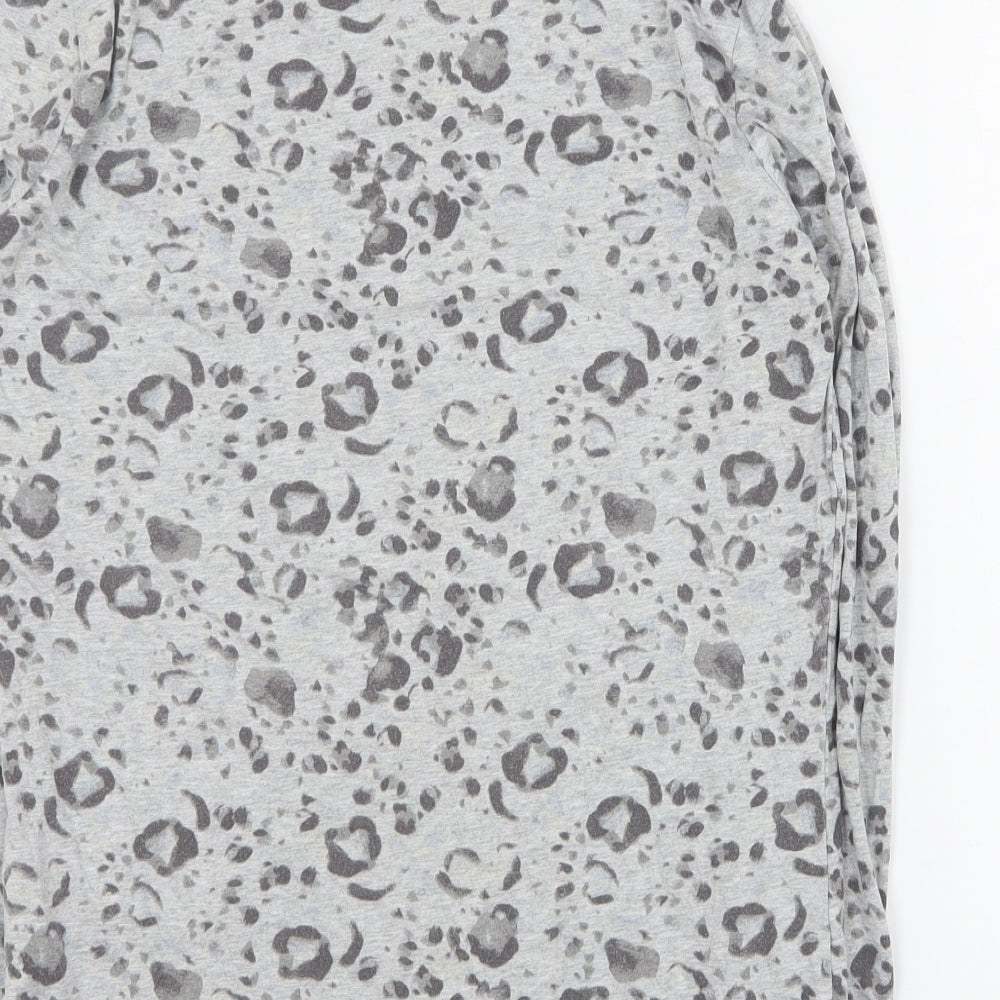 TU Womens Grey Animal Print Cotton Basic T-Shirt Size 14 Roll Neck