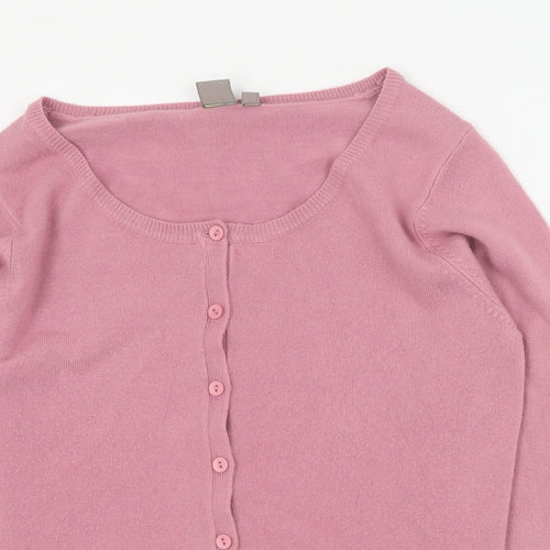 TU Womens Pink Round Neck  Acrylic Cardigan Jumper Size 12