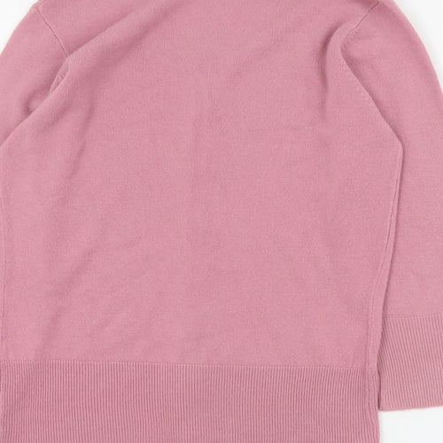 TU Womens Pink Round Neck  Acrylic Cardigan Jumper Size 12