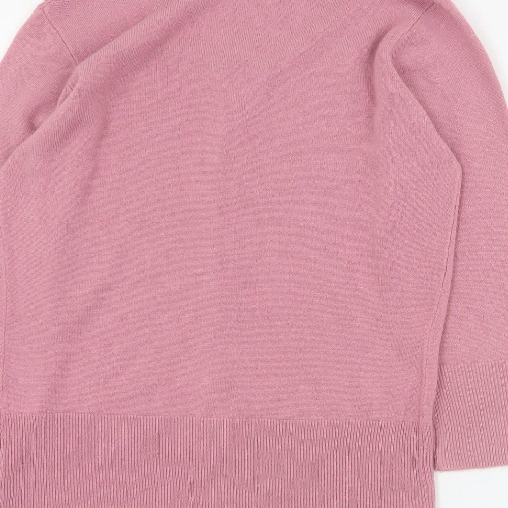 TU Womens Pink Round Neck  Acrylic Cardigan Jumper Size 12
