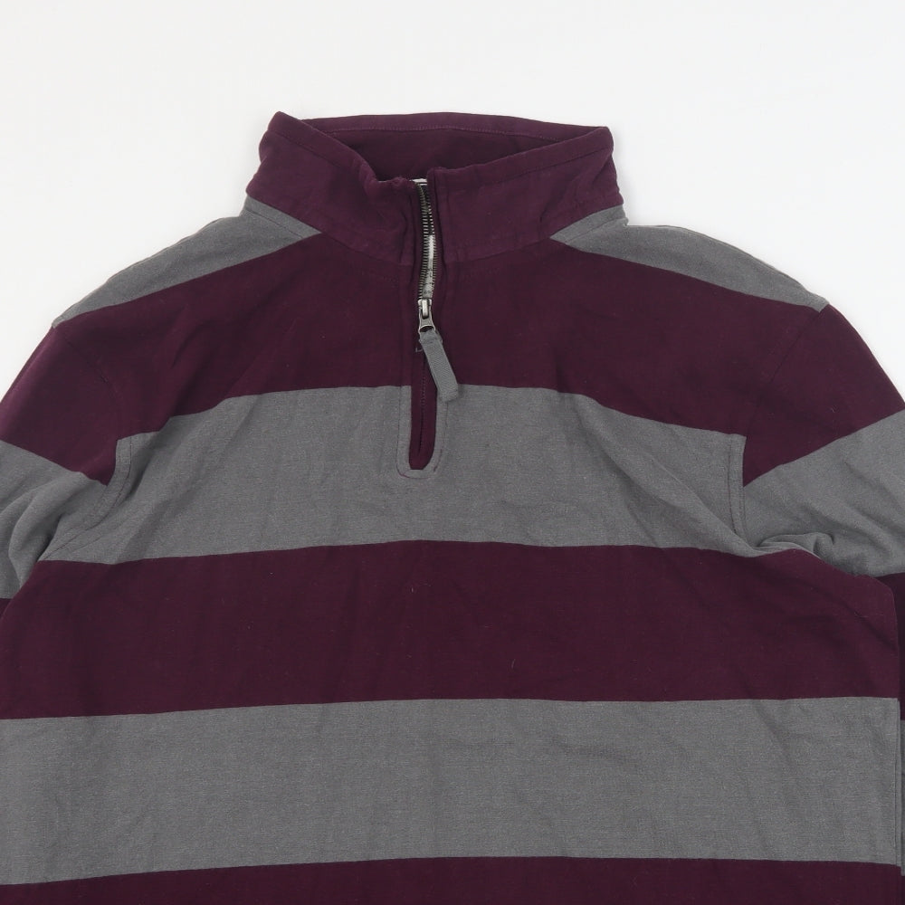 TU Mens Purple Striped Cotton Pullover Sweatshirt Size XL