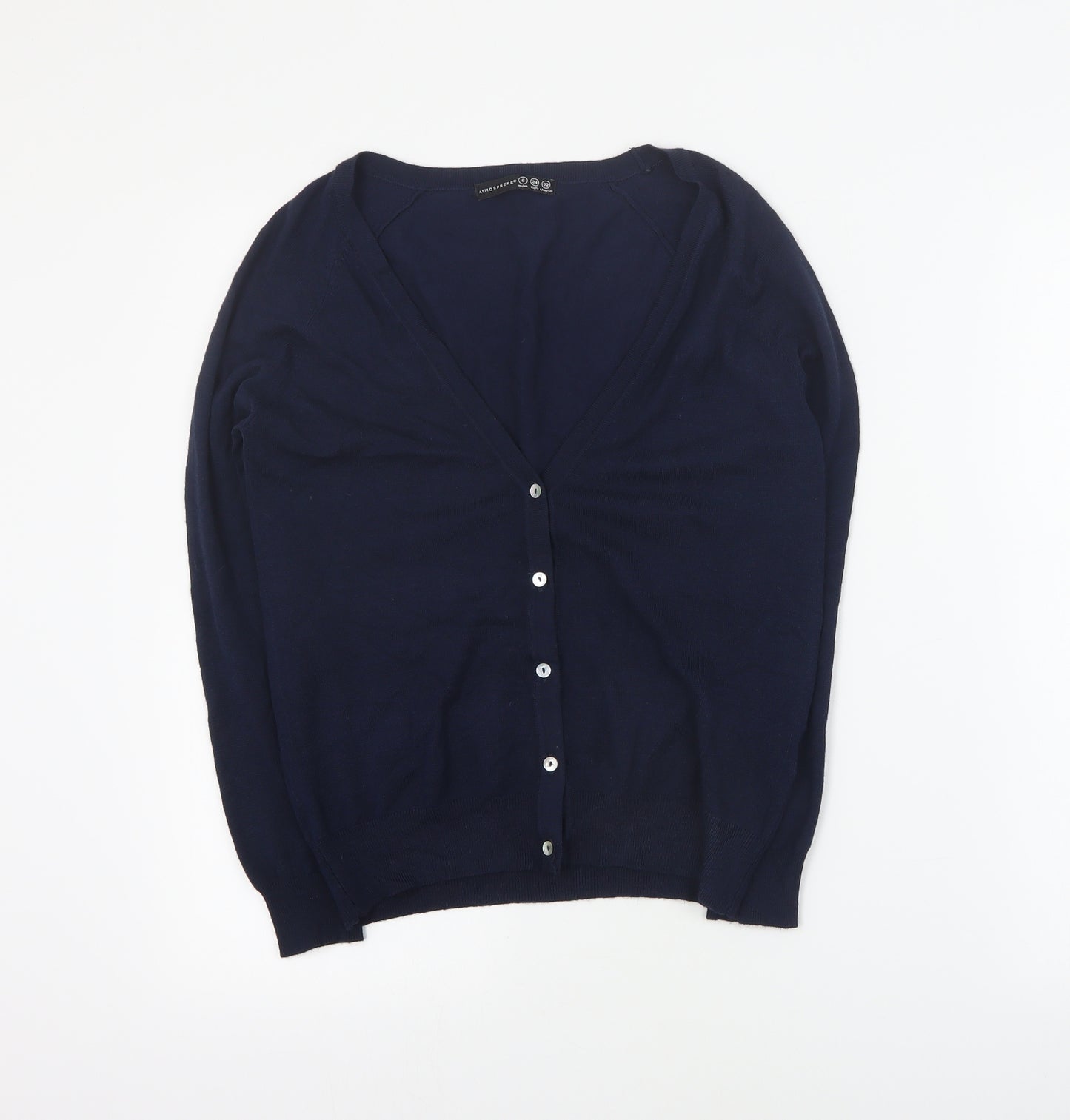 Primark Womens Blue V-Neck  Viscose Cardigan Jumper Size 6