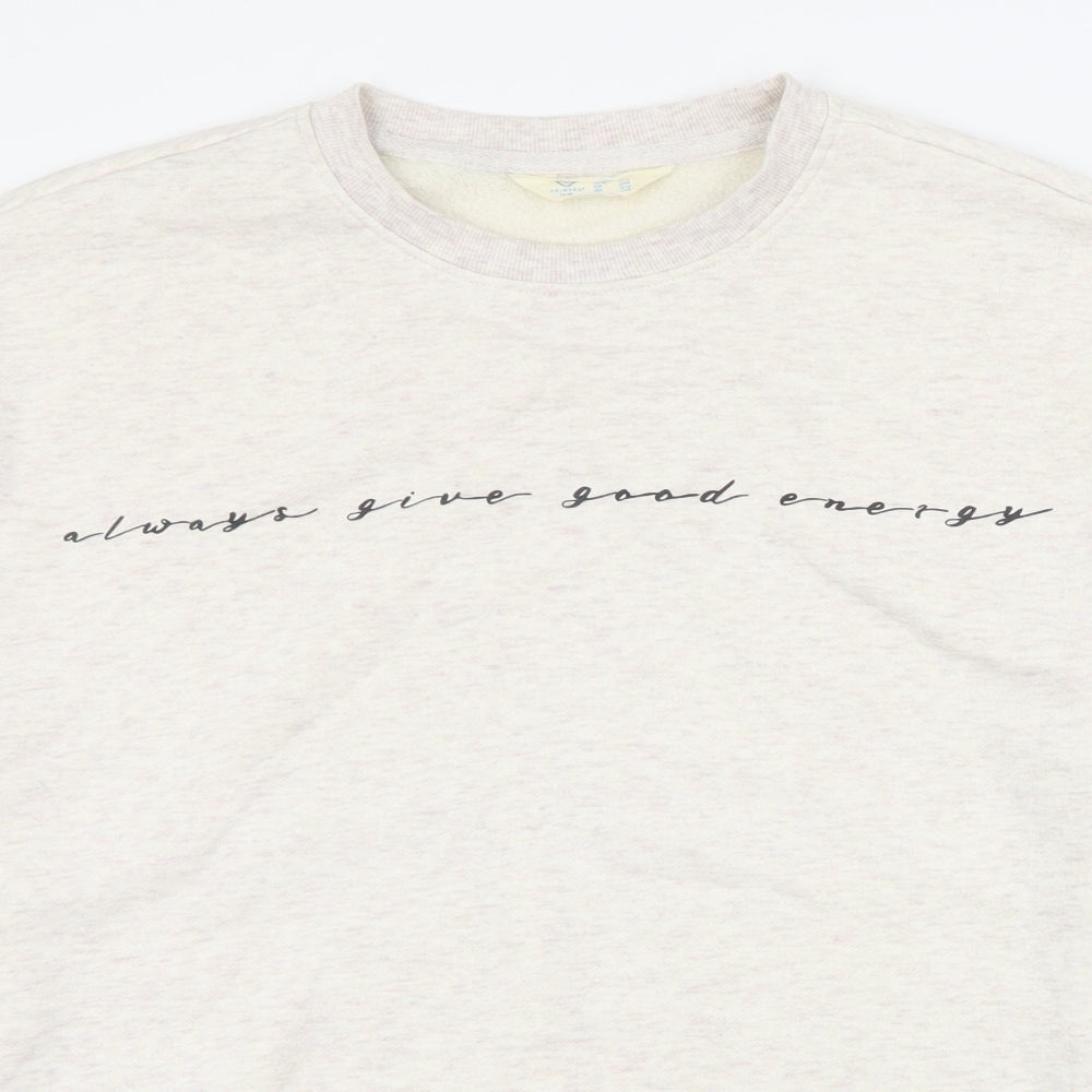 Primark Womens Beige  Cotton Pullover Sweatshirt Size L  Pullover - Slogan
