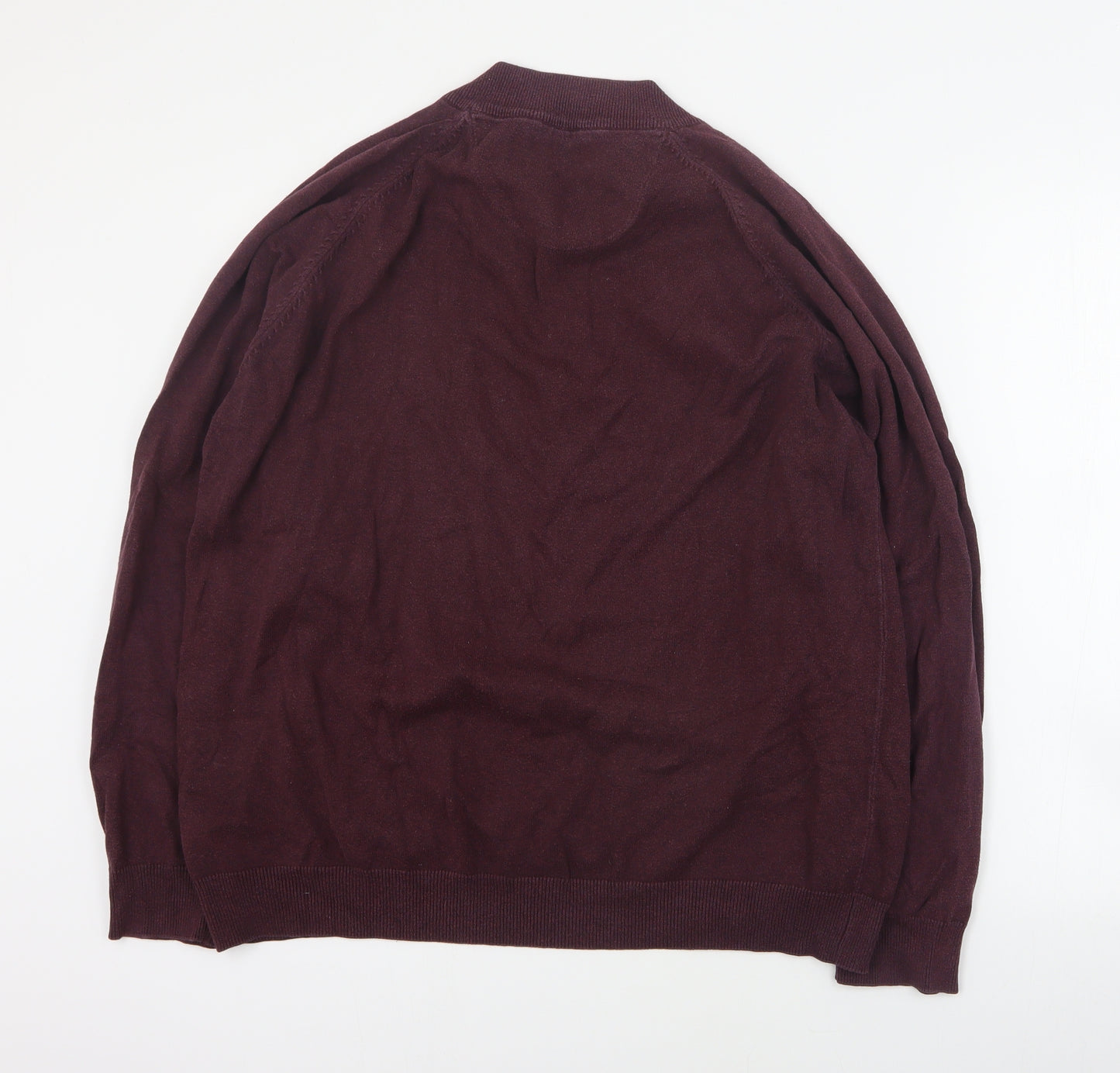 Blue Harbour Mens Red V-Neck  Cotton Henley Jumper Size XL