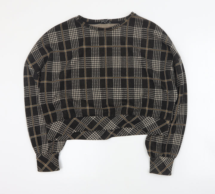 Stradivarius Womens Brown Round Neck Plaid Polyester Pullover Jumper Size L