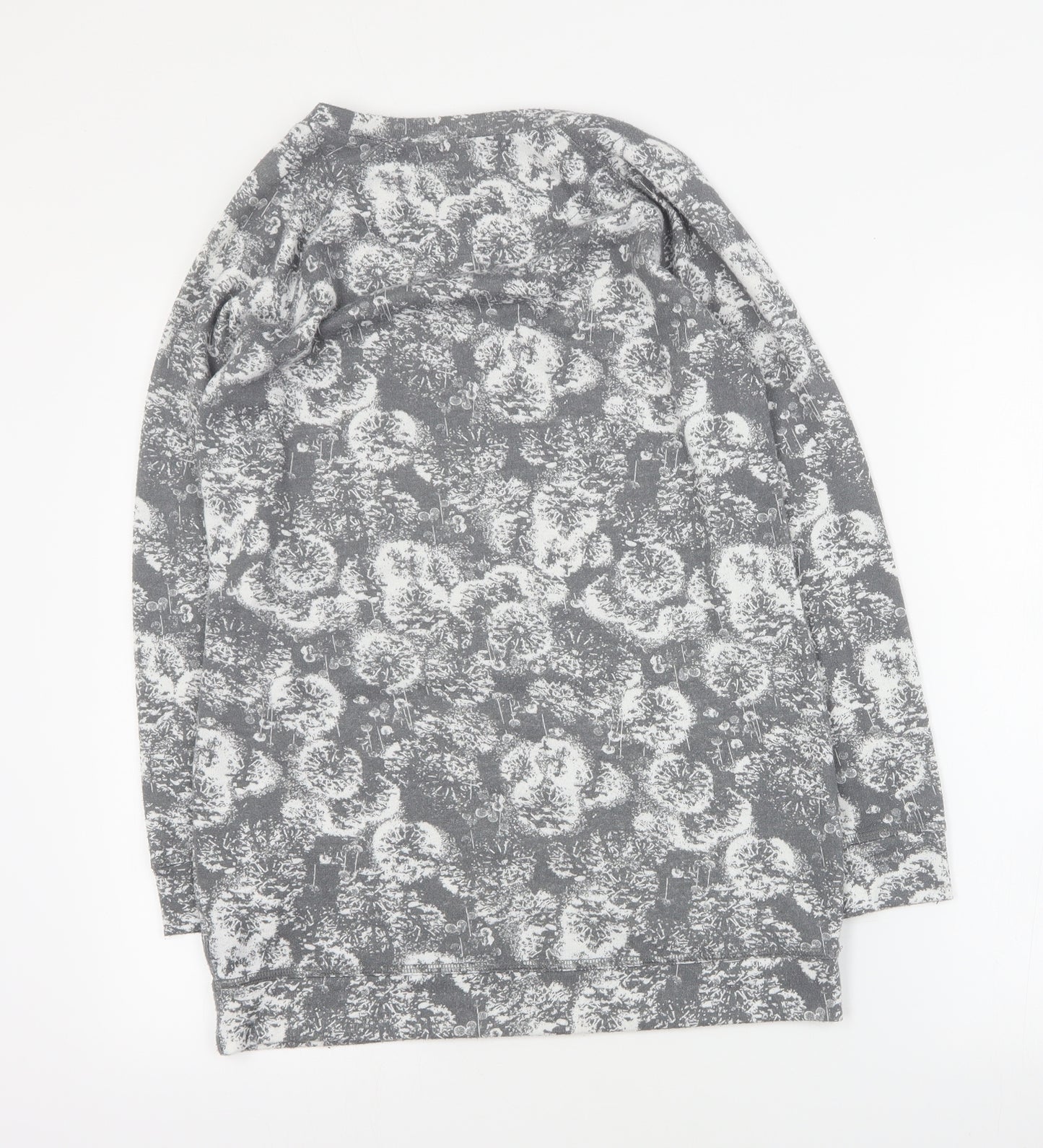 Marks and Spencer Womens Grey Round Neck Floral Polyester Pullover Jumper Size 10