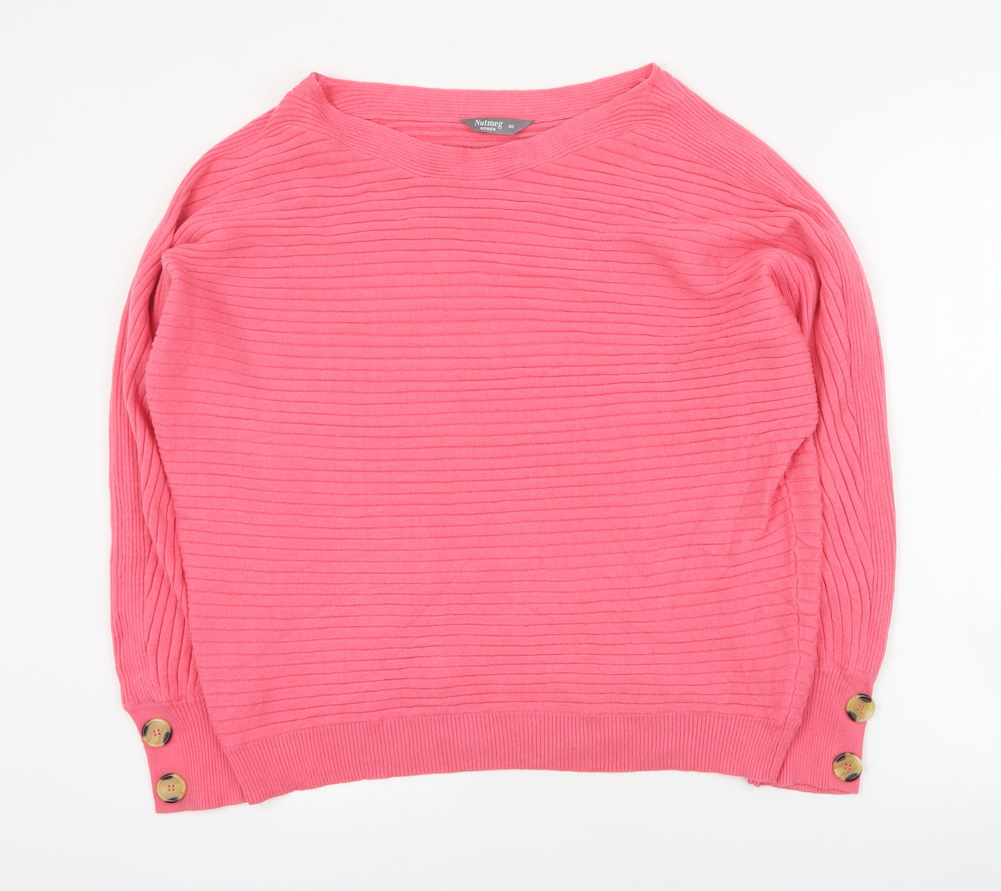 Nutmeg Womens Pink Round Neck  Viscose Pullover Jumper Size 20