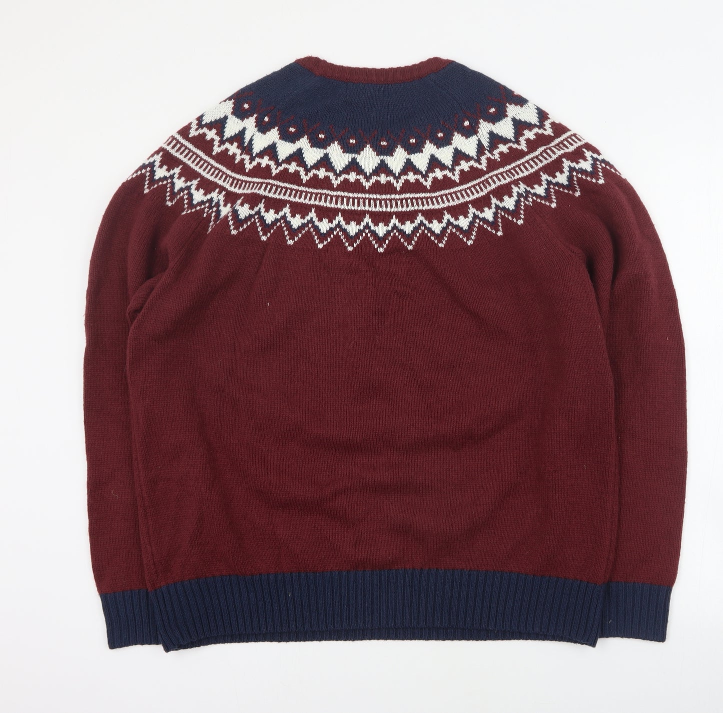 George Mens Red Round Neck  Acrylic Pullover Jumper Size L