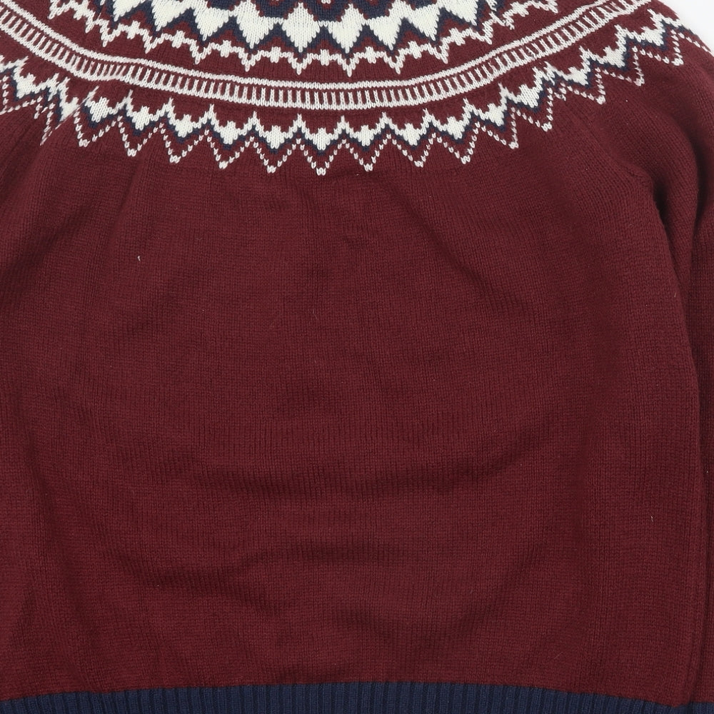 George Mens Red Round Neck  Acrylic Pullover Jumper Size L