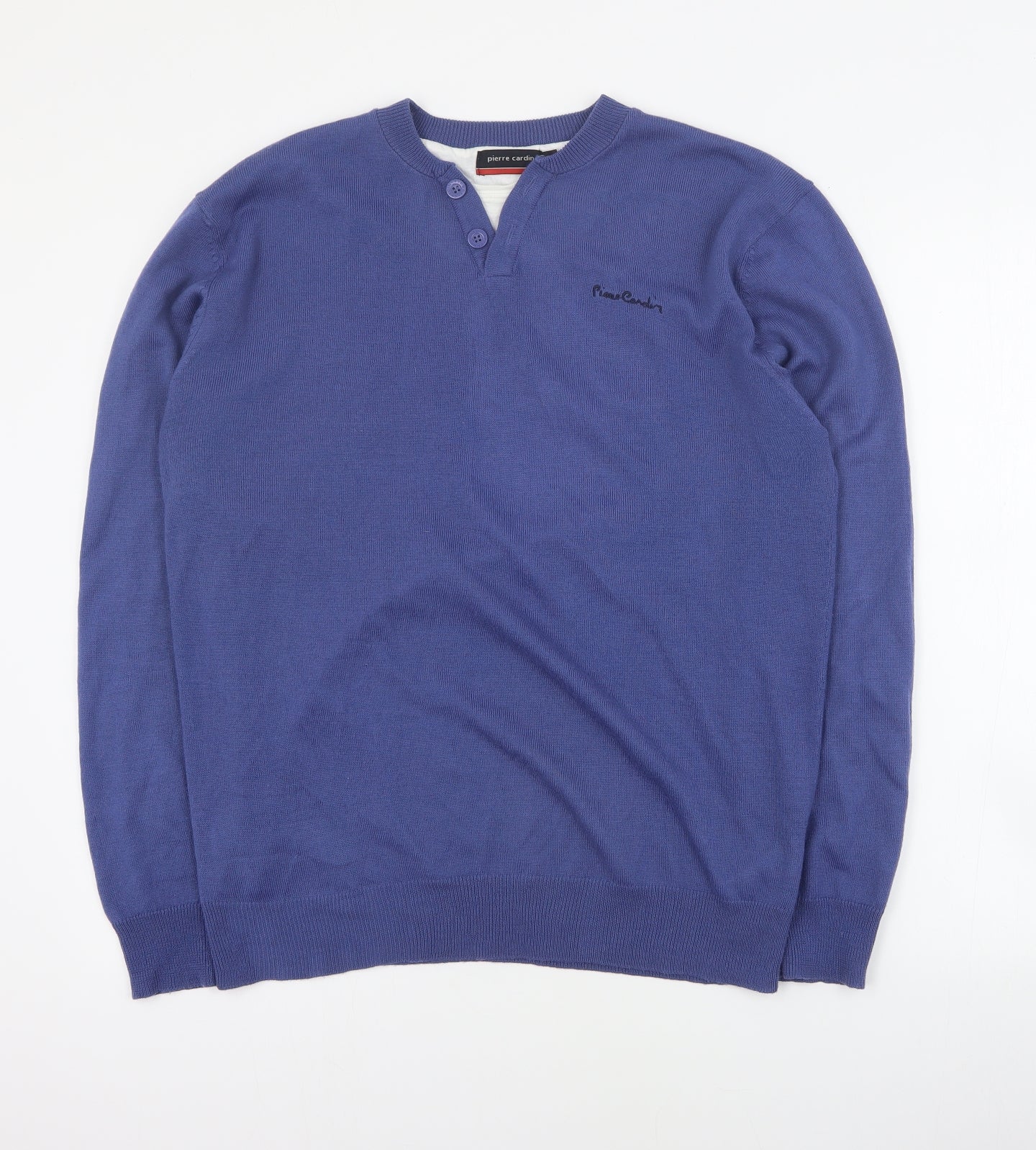 Pierre Cardin Mens Blue Round Neck  Acrylic Pullover Jumper Size L