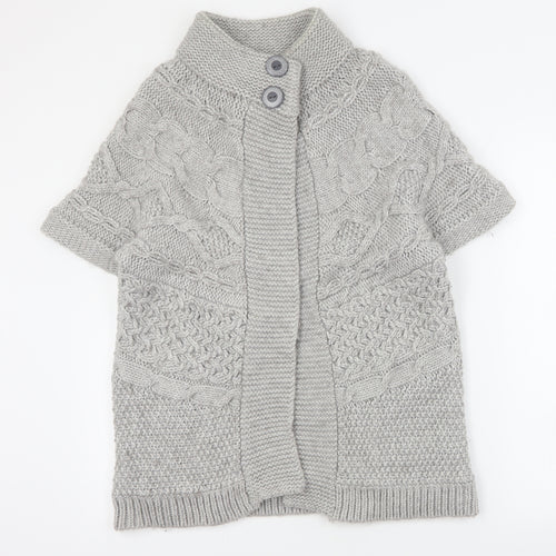 Marks and Spencer Womens Grey High Neck  Acrylic Cardigan Jumper Size 16