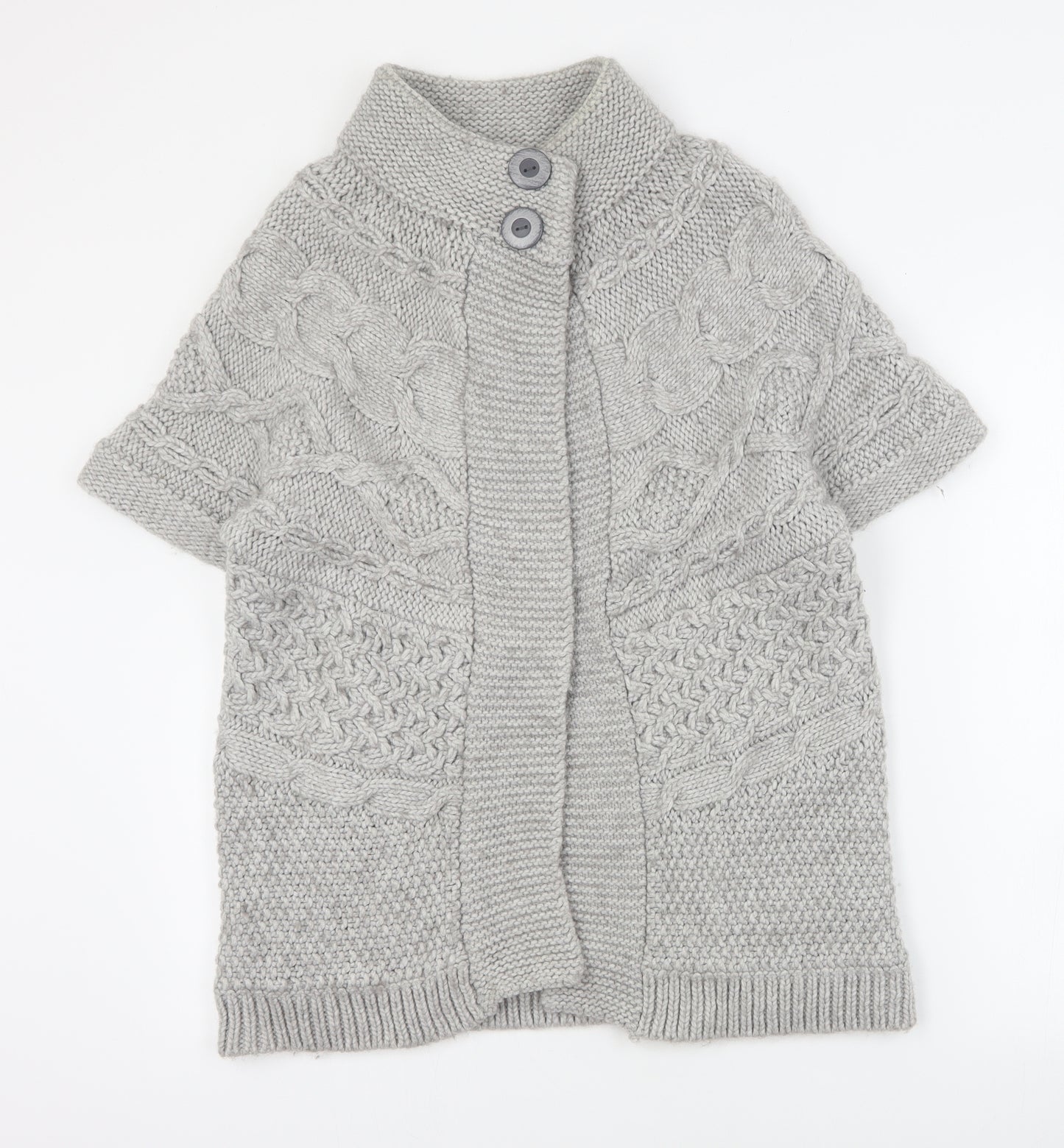 Marks and Spencer Womens Grey High Neck  Acrylic Cardigan Jumper Size 16
