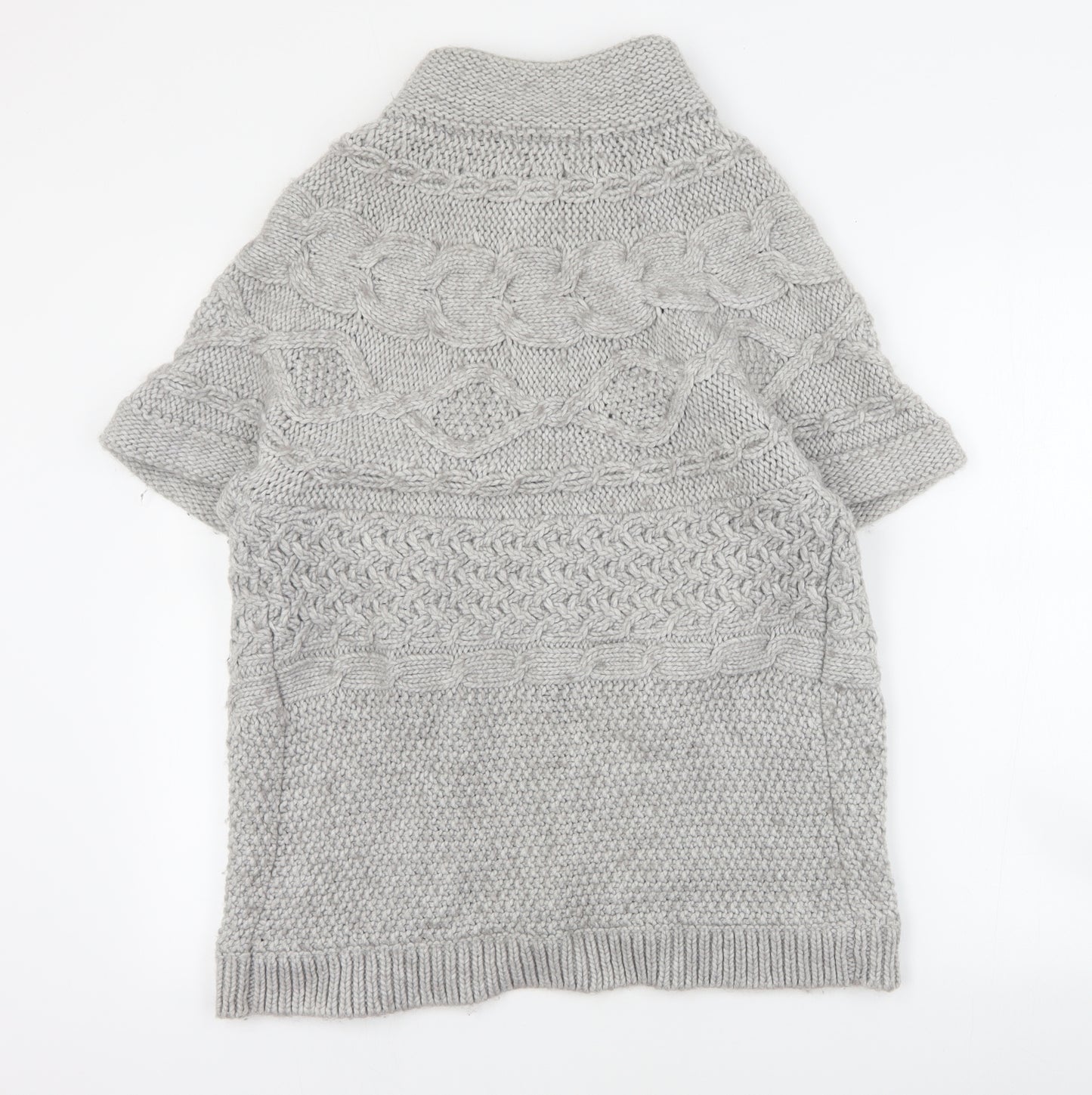 Marks and Spencer Womens Grey High Neck  Acrylic Cardigan Jumper Size 16